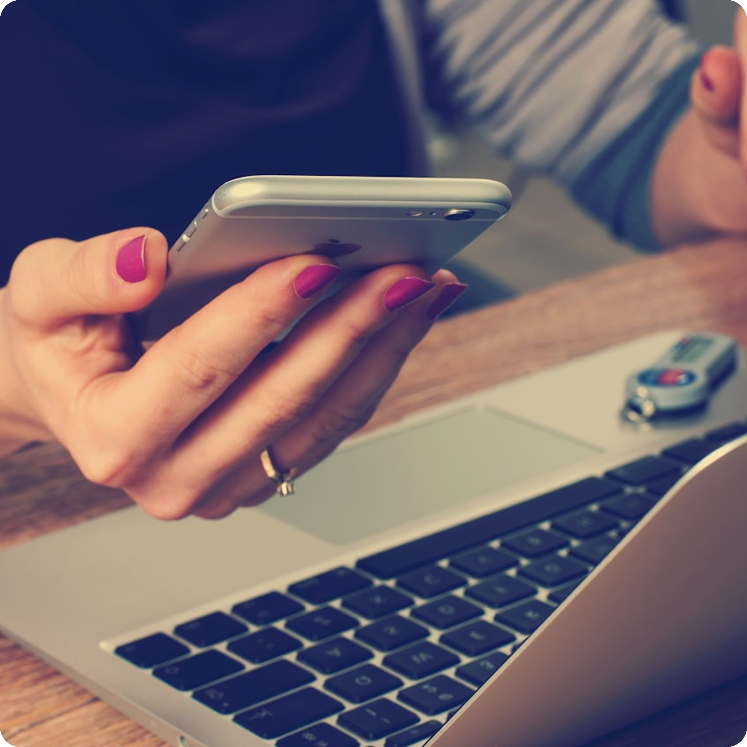 Person holding smartphone